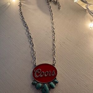 Coors Red and Turquoise Pendant Necklace